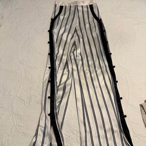 Fleur du Mal Black and White Striped Wide-Leg Pants